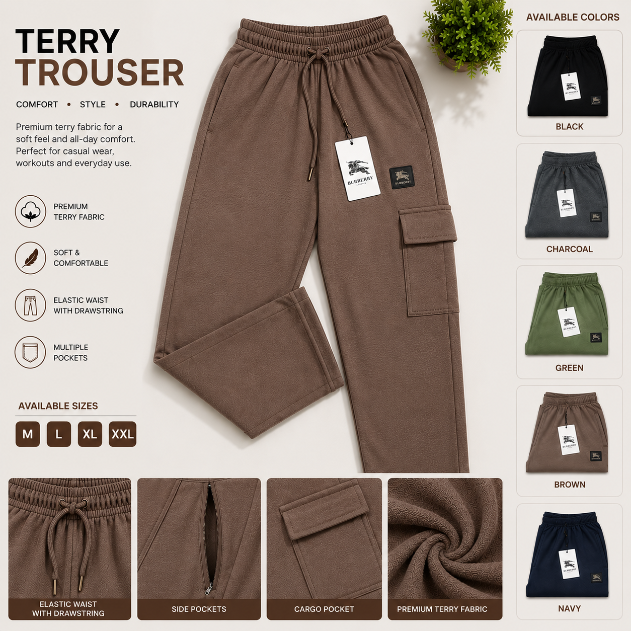 Mens Terry Trouser