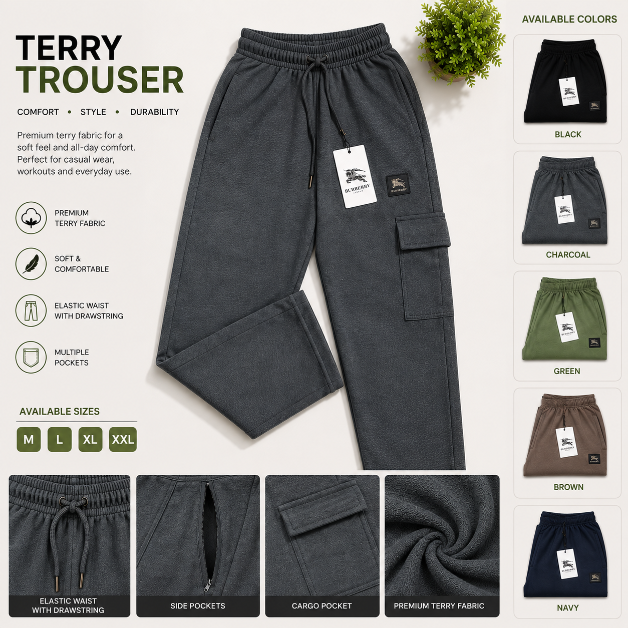 Mens Terry Trouser